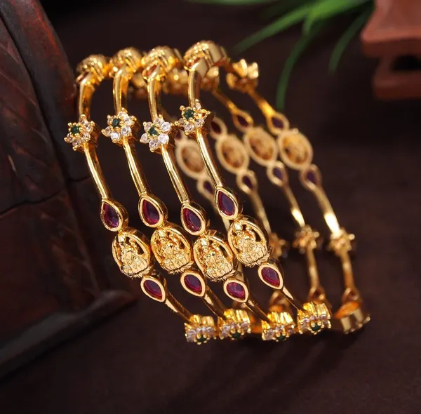 Laxmi_Devi_Temple_Brass_Diamond_Bangle_For_Women