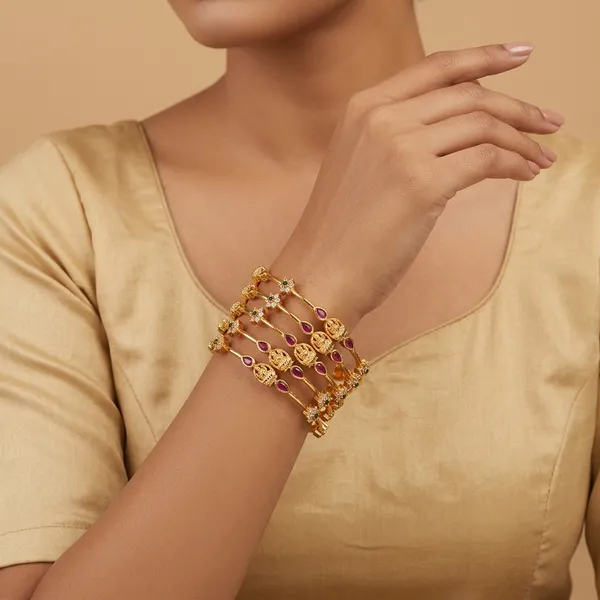 Laxmi_Devi_Temple_Brass_Diamond_Bangle_For_Women