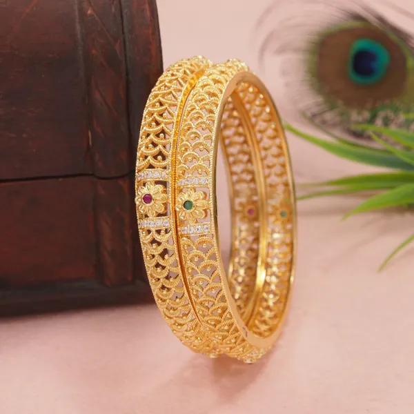 Traditional_Antique_Gold_Plated_Temple_Design_Bangles_With_Ruby_&_Green_Stones_For_Women
