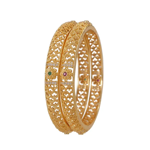 Traditional_Antique_Gold_Plated_Temple_Design_Bangles_With_Ruby_&_Green_Stones_For_Women