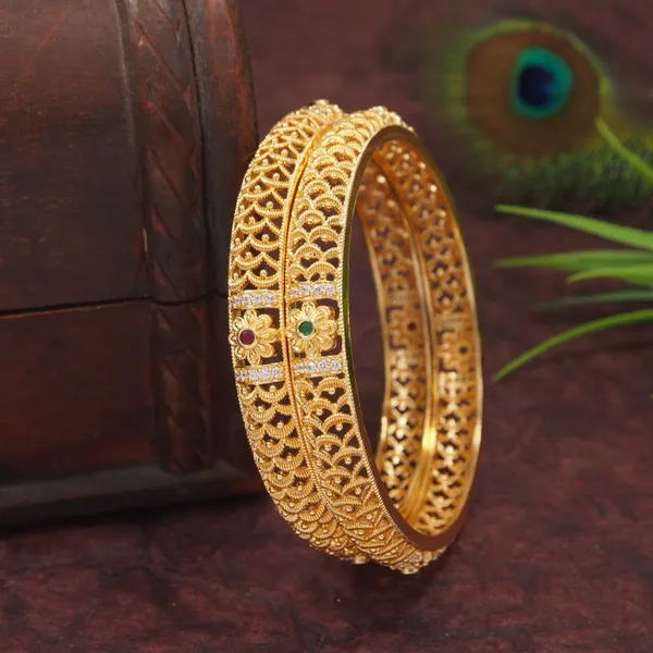 Traditional_Antique_Gold_Plated_Temple_Design_Bangles_With_Ruby_&_Green_Stones_For_Women
