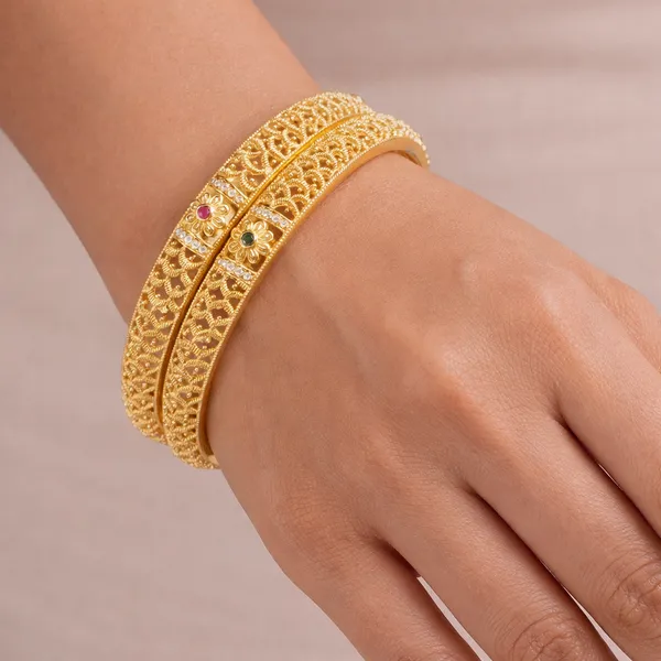 Traditional_Antique_Gold_Plated_Temple_Design_Bangles_With_Ruby_&_Green_Stones_For_Women