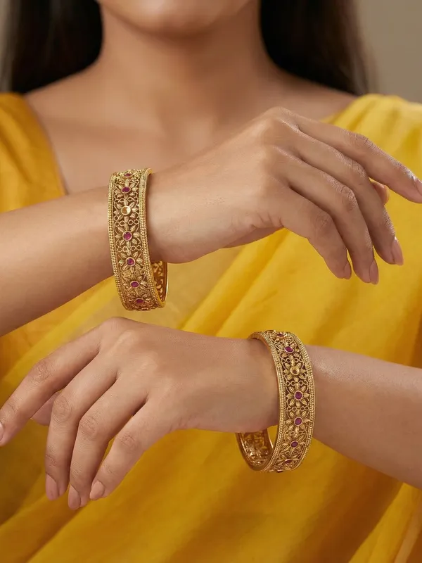 Rajwadi_Gold_Matte_Finish_Bangles_Set_Of_2