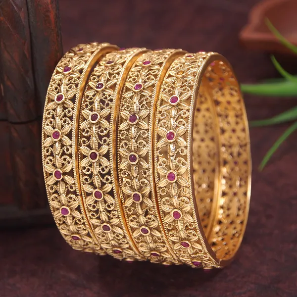 Rajwadi_Gold_Matte_Finish_Bangles_(Set_Of_4)