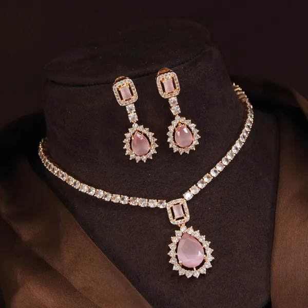 Zircom_American_Diamond_Rose_Gold_Necklace_Set