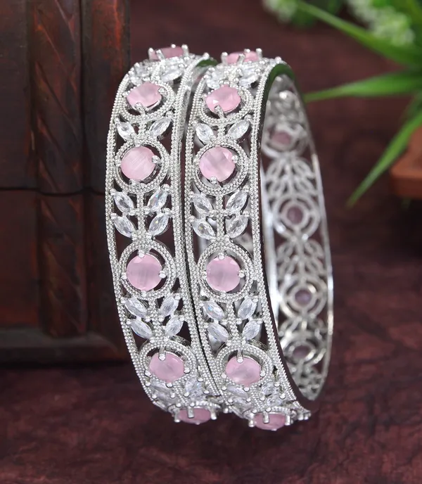 Pink_White_American_Diamond_Silver_Plated_Bangles