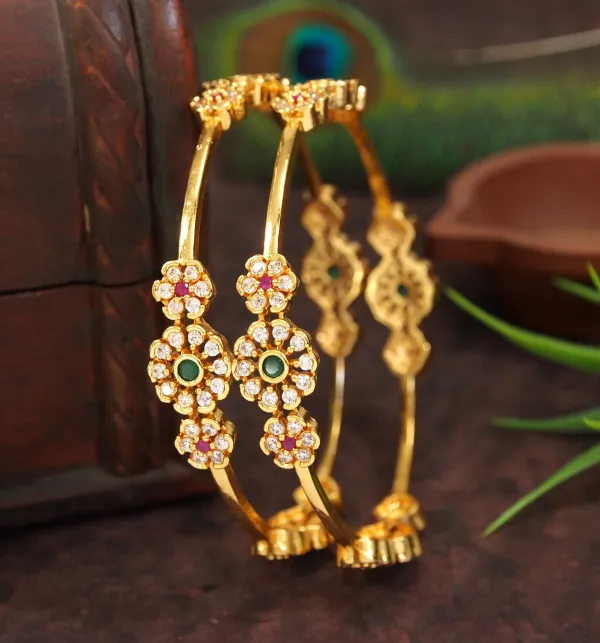 Elegant_Micro_Gold_And_Brass_Bangles_Floral_Stone_Studded_Design