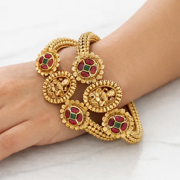 Rajwadi_Gold_Plated_Brass_Bangles_With_Ruby_&_Green_Beads