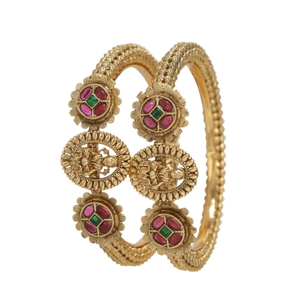 Rajwadi_Gold_Plated_Brass_Bangles_With_Ruby_&_Green_Beads