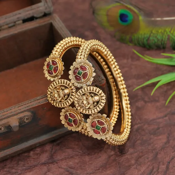 Rajwadi_Gold_Plated_Brass_Bangles_With_Ruby_&_Green_Beads