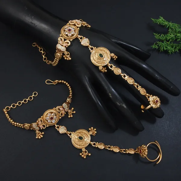 Royal_Antique_Gold_Plated_Floral_Hathphool_With_Kundan_&_Beaded_Detailing