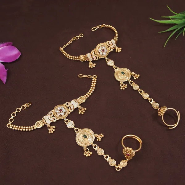 Royal_Antique_Gold_Plated_Floral_Hathphool_With_Kundan_&_Beaded_Detailing