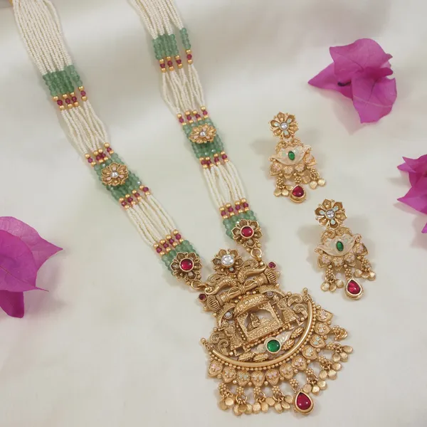 Royal_Bridal_Long_Brass_Necklace_Set_With_Pearl_Beads_And_Kundan_Embellishments