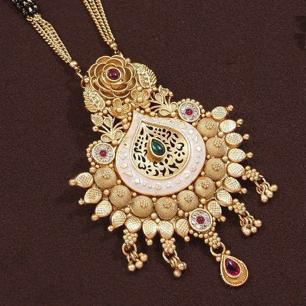 Royal_Gold_Plated_Meenakari_Bridal_Mangalsutra_Set_With_Earrings