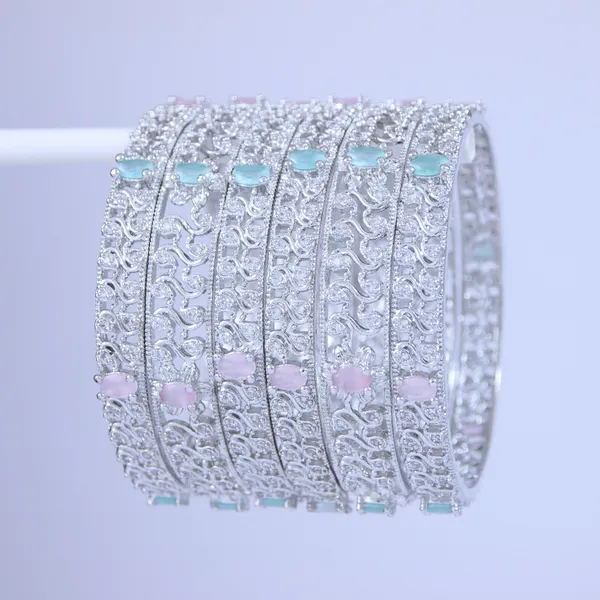 Silver_Finish_Mint_Green_&_Pink_Stone_Designer_Bangles__Set_Of_6