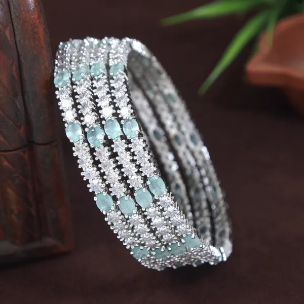 Silver_Finish_Mint_Green_Stone_Studded_Designer_Bangle_(Pack_Of_4)