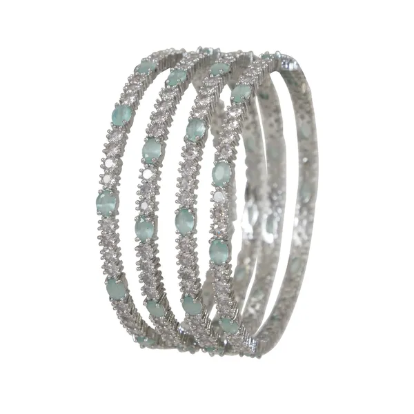 Silver_Finish_Mint_Green_Stone_Studded_Designer_Bangle_(Pack_Of_4)