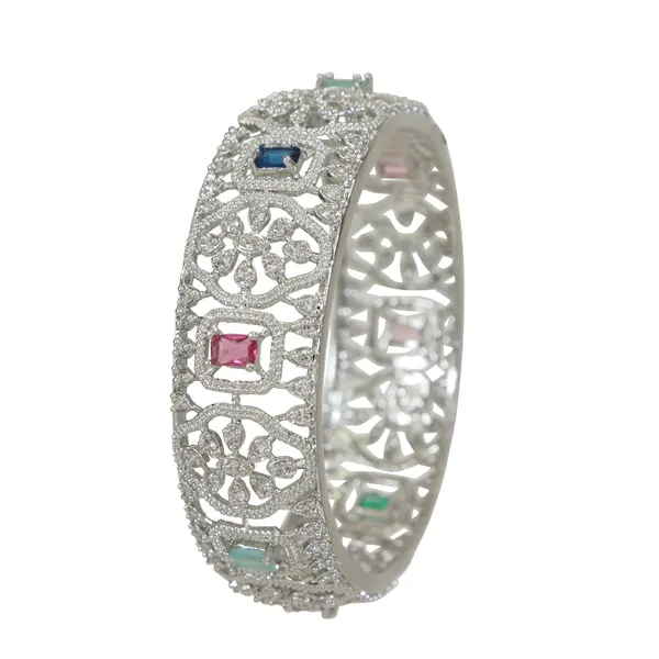 Silver_Finish_Multi_Color_Stone_Designer_Bangle_(Pack_Of_1)