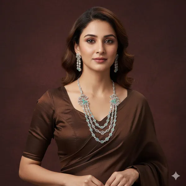 Three_Layer_American_Diamond_Necklace_Set_With_Mint_And__Accents