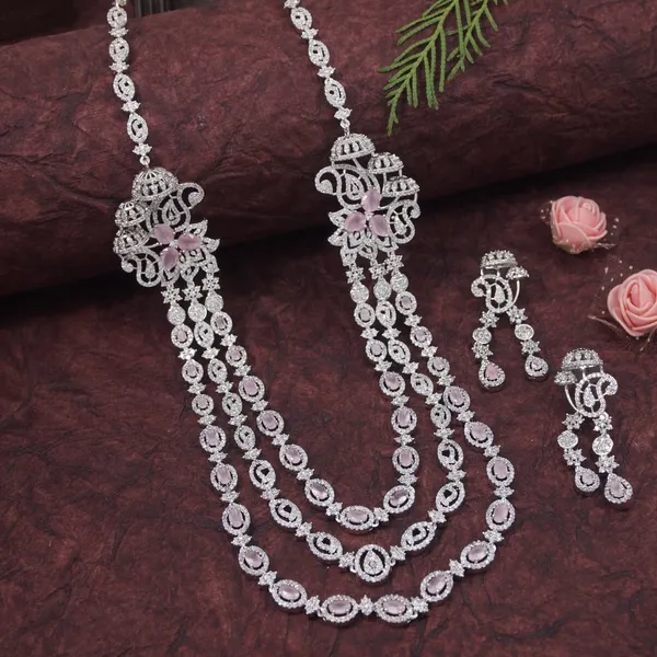 Three_Layer_American_Diamond_Necklace_Set_With_Pink_And__Accents