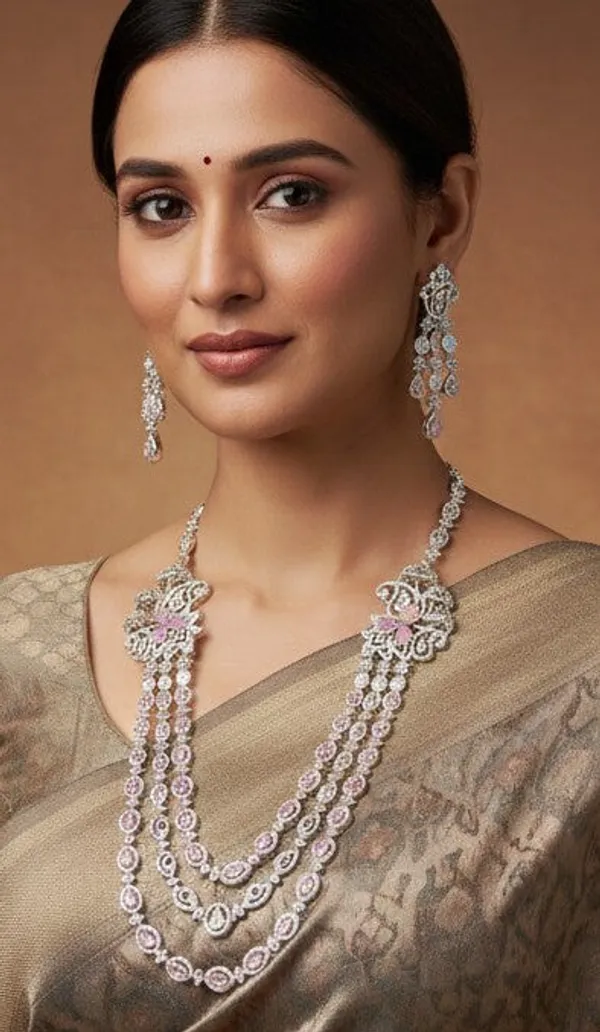 Three_Layer_American_Diamond_Necklace_Set_With_Pink_And__Accents