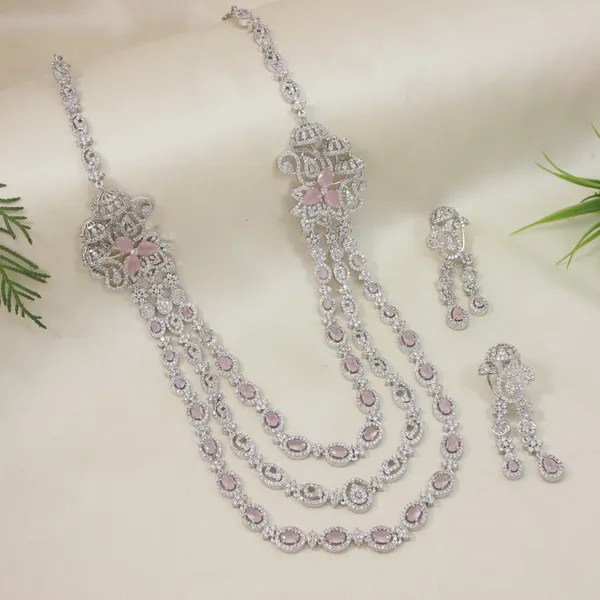 Three_Layer_American_Diamond_Necklace_Set_With_Pink_And__Accents