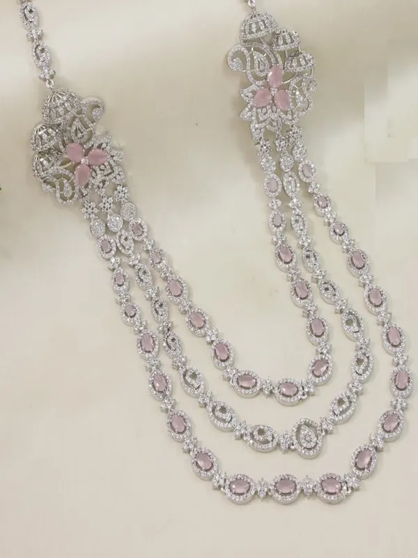 Three_Layer_American_Diamond_Necklace_Set_With_Pink_And__Accents