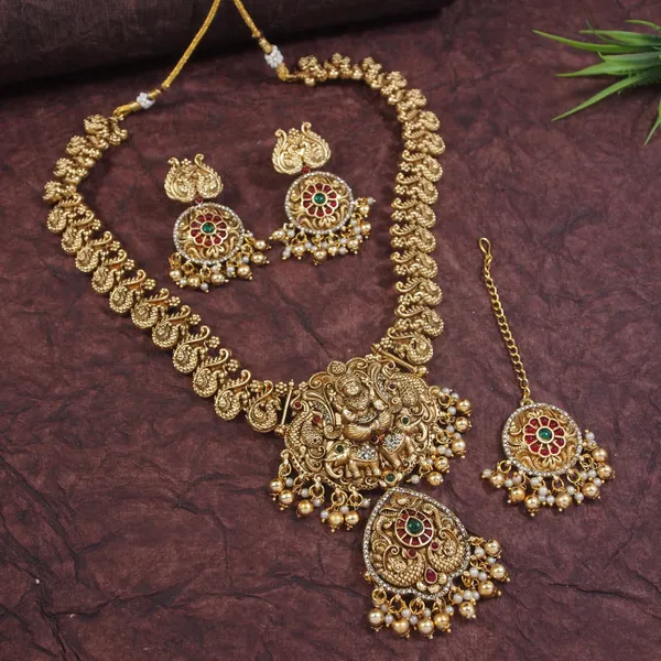 Traditional_Antique_Gold_Plated_Temple_Jewelry_Set_With_Lakshmi_Pendant