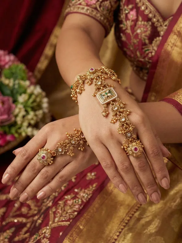 Traditional_Bridal_Gold_Toned_Flower_Motif_Haath_Phool_Heritage_Jewellery_(Hath_Panja)