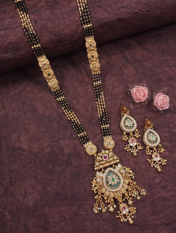 Traditional_Gold_Plated_Long_Mangalsutra_Necklace_Set_With_Matching_Drop_Earrings