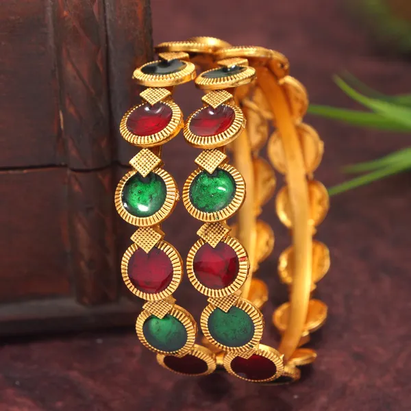 Traditional_Gold_Plated_Matte_Brass_Bangles_With_Red_&_Green_Meenakari_Design