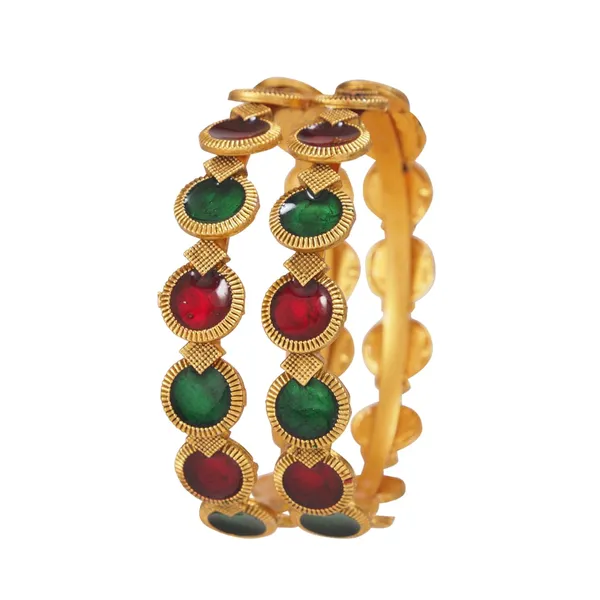 Traditional_Gold_Plated_Matte_Brass_Bangles_With_Red_&_Green_Meenakari_Design