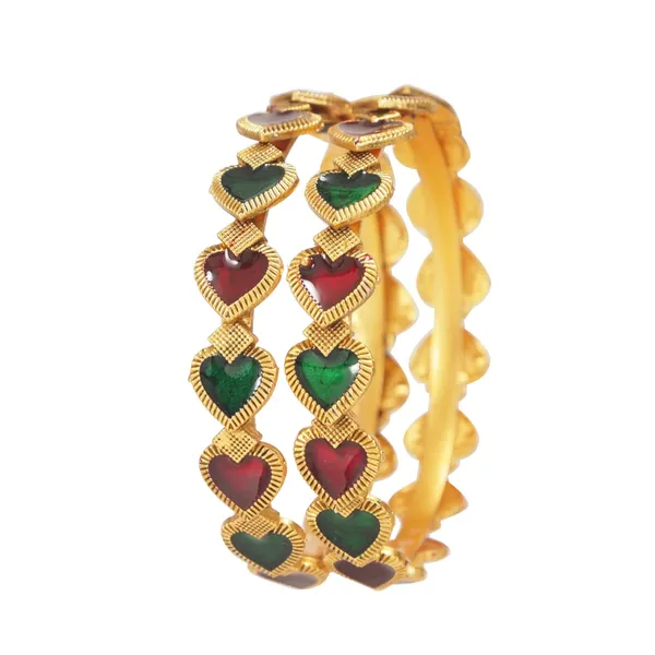 Traditional_Gold_Plated_Matte_Brass_Bangles_With_Red_&_Green_Meenakari_Design
