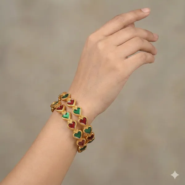 Traditional_Gold_Plated_Matte_Brass_Bangles_With_Red_&_Green_Meenakari_Design