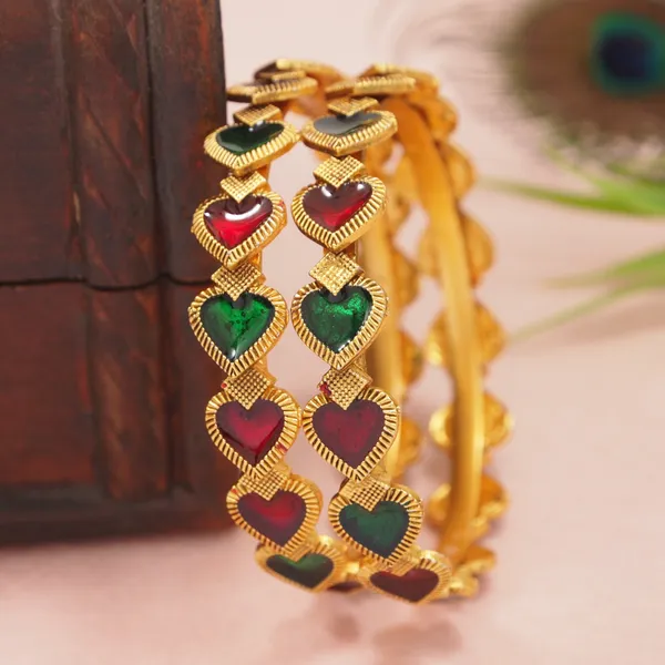 Traditional_Gold_Plated_Matte_Brass_Bangles_With_Red_&_Green_Meenakari_Design