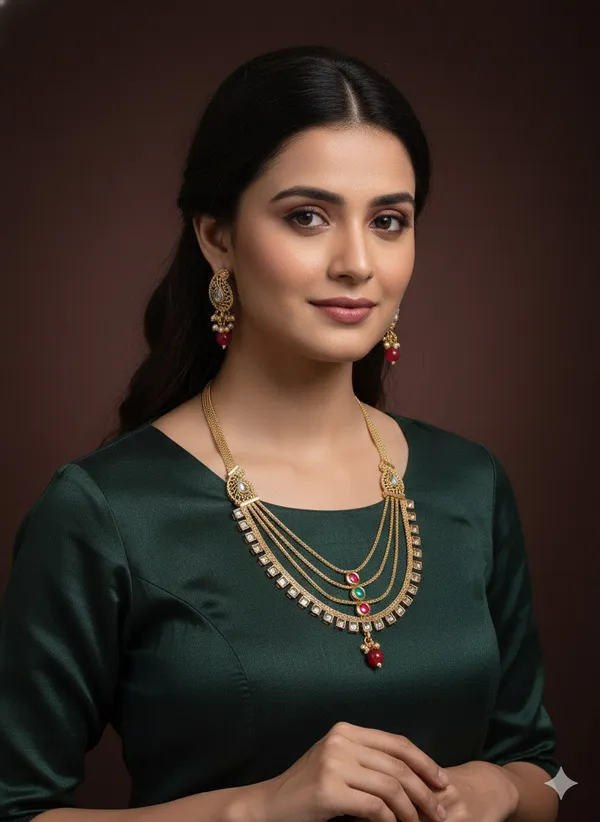 Traditional_Gold_Plated_Multi_Layer_Kundan_Necklace_Set_With_Earrings