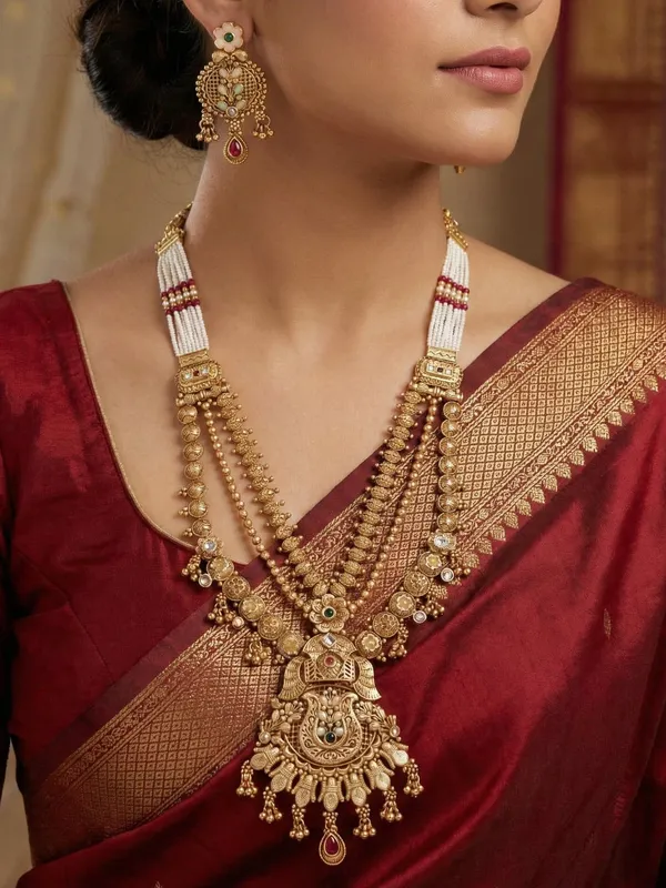 Traditional_Gold_Toned_Antique_Rani_Haar_Trend_Long_Temple_Necklace_Set