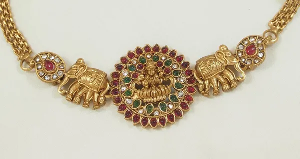 Traditional_Lakshmi_Pendant_Necklace_Set_With_Jhumka_Earrings_Gold_Tone_Bridal_Jewelry