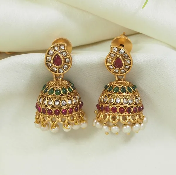 Traditional_Lakshmi_Pendant_Necklace_Set_With_Jhumka_Earrings_Gold_Tone_Bridal_Jewelry