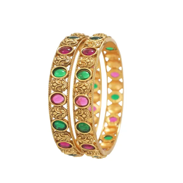 Traditional_Matte_Gold_Plated_Brass_Bangles_For_Women_With_Ruby_&_Green_Kampo
