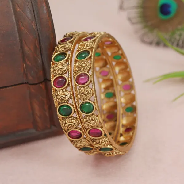 Traditional_Matte_Gold_Plated_Brass_Bangles_For_Women_With_Ruby_&_Green_Kampo