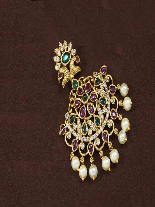 Traditional_Peacock_Pendant_&_Earrings_Set_With_Pearls_And_Stones