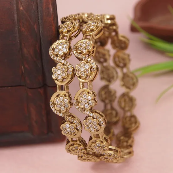 Exquisite_Floral_Brass_Gold_Plated_Bangles_With_Cubic_Zirconia