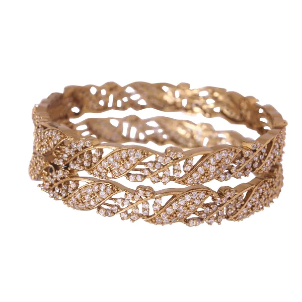 Elegant_Victorian_Plated_Leaf_Design_Bangles_With_Sparkling_Ad_Stones
