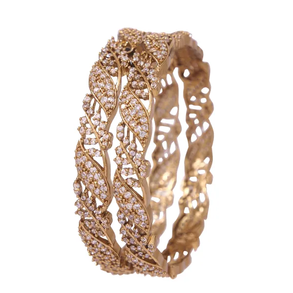 Elegant_Victorian_Plated_Leaf_Design_Bangles_With_Sparkling_Ad_Stones