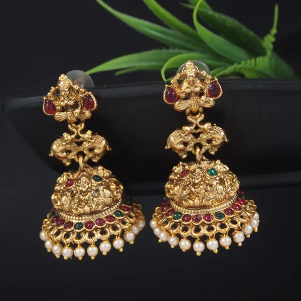 Traditional_Temple_Jhumka_Earrings_With_Pearl_Drops_And_Stone_Accents