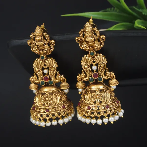 Traditional_Temple_Jhumka_Earrings_With_Pearl_Drops_And_Stone_Accents