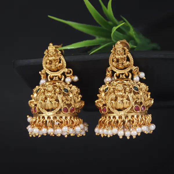 Traditional_Temple_Jhumka_Earrings_With_Pearl_Drops_And_Stone_Accents