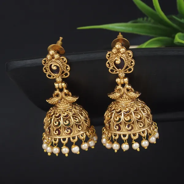 Traditional_Temple_Jhumka_Earrings_With_Pearl_Drops_And_Stone_Accents