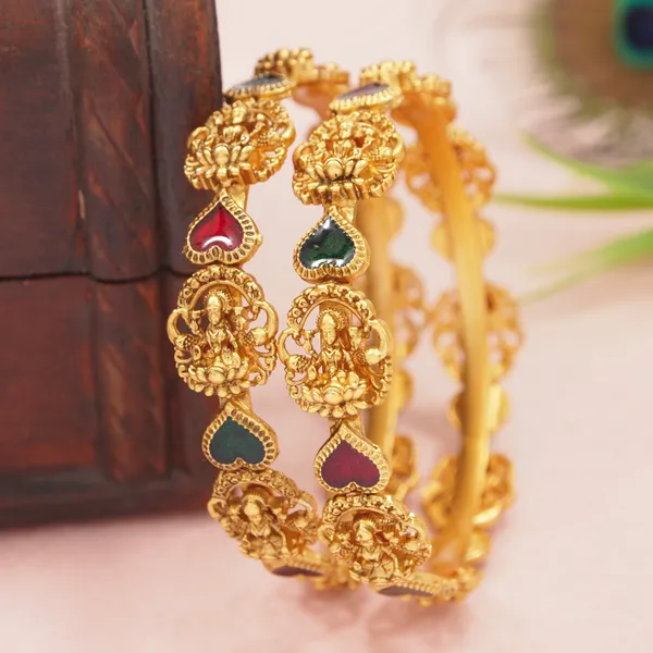 Traditional_Temple_Laxmi_Devi_Heart_Meenakari_Brass_Bangle